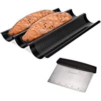 Navaris Molde para Hacer Baguette con espátula - Molde de Acero Inoxidable para baguettes - Set de 1x Bandeja para…